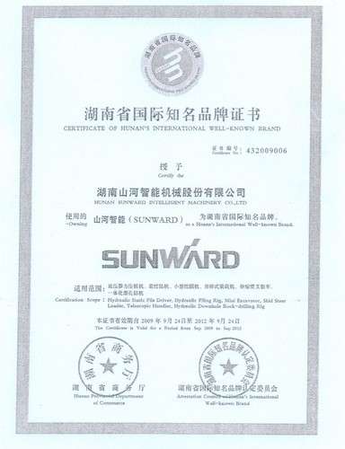 湖南省国际驰名品牌证书2009-