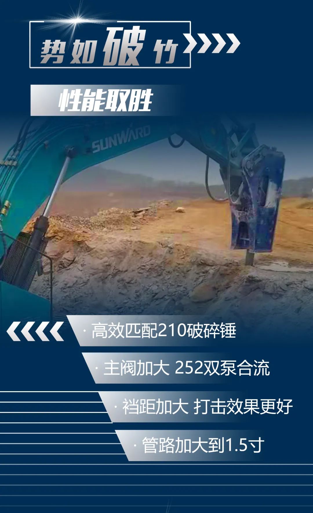 一图读懂 | 又一矿山沉载施工利器！304am永利集团智能SWE650FB破碎锤沉磅亮相