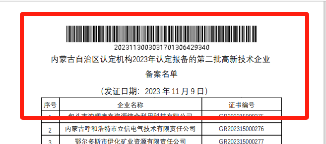 20231206095339_22100 喜报!304am永利集团巨鼎获国度高新技术企业认定
